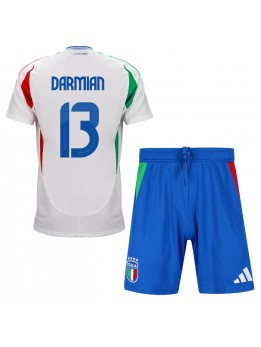 Italien Matteo Darmian #13 Replika Borta Kläder Barn EM 2024 Kortärmad (+ byxor)